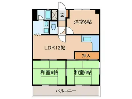 コーポ中村第10(3LDK/3階)の間取り写真