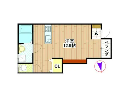 クリアフォレストVIII番館(ワンルーム/1階)の間取り写真