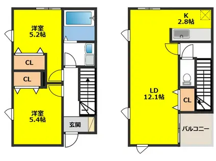 ルピナスII(2LDK/1階)の間取り写真