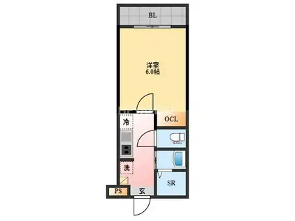 デ・クメール寺町通(1K/4階)の間取り写真