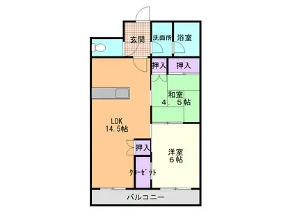 ハイデンス吉田(2LDK/2階)の間取り写真