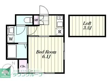 リバーサイドハウス(1K/2階)の間取り写真