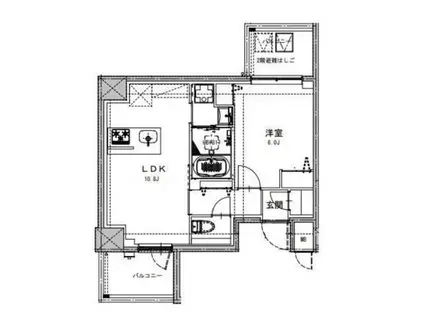 S-RESIDENCE両国SEREA(1LDK/2階)の間取り写真