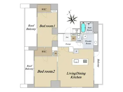 ルミエールお茶ノ水(2LDK/7階)の間取り写真