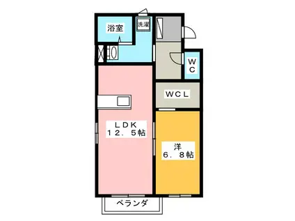 セレーノ(1LDK/2階)の間取り写真
