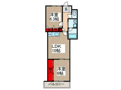 グランドメゾン上尾(2LDK/3階)の間取り写真