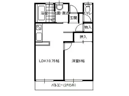 ヴェルデ杉の入 B(1LDK/1階)の間取り写真