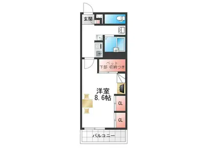 レオパレスルミナス イースト(1K/2階)の間取り写真