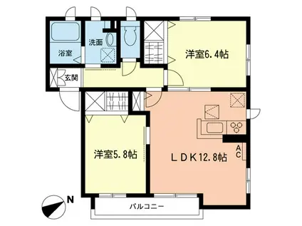 GREEN HILLS(2LDK/1階)の間取り写真