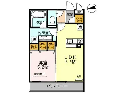サンフラワー(1LDK/2階)の間取り写真