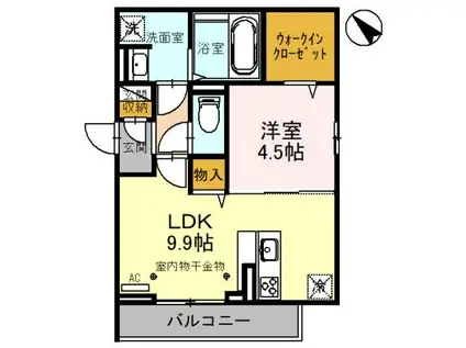 ディール上尾(1LDK/2階)の間取り写真