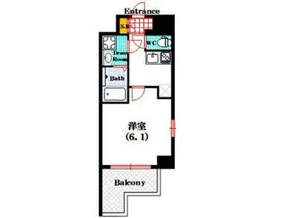 エスリード難波ザ・メゾン(1K/3階)の間取り写真