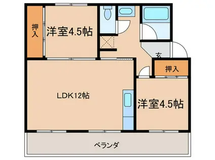 鶴田マンション(2LDK/1階)の間取り写真