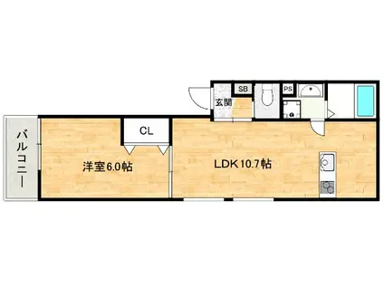 クリア植松(1LDK/1階)の間取り写真