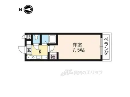 グランソフィア(1K/1階)の間取り写真