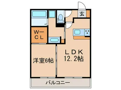 エーデルハイム東香園(1LDK/2階)の間取り写真