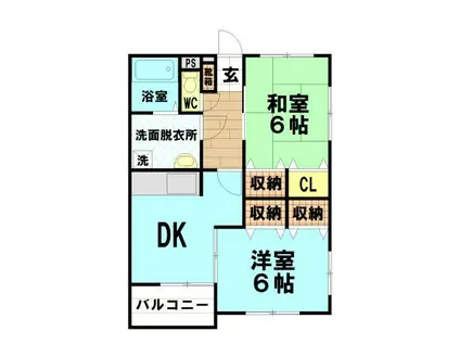 リバーサイドよざき(2DK/3階)の間取り写真