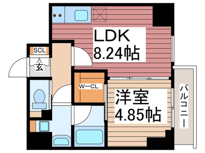 プレジオ西新井(1LDK/9階)の間取り写真
