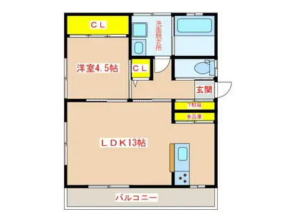 コーポサカエ12(1LDK/1階)の間取り写真