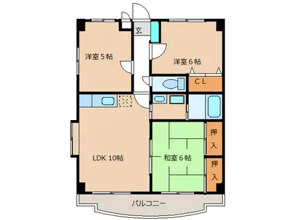 カームプレイスII(3LDK/2階)の間取り写真