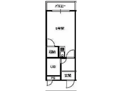 レインボーエム(1K/4階)の間取り写真
