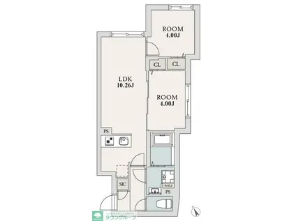 エルファーロ下北沢II(2LDK/2階)の間取り写真