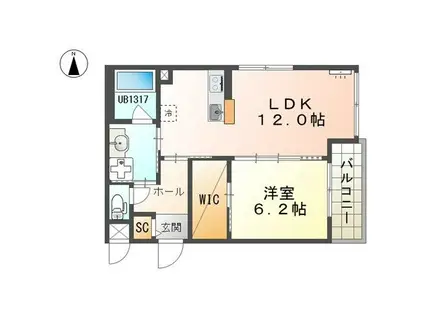 CASA桜山(1LDK/2階)の間取り写真