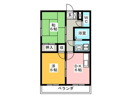 カームA(2DK/2階)の間取り写真