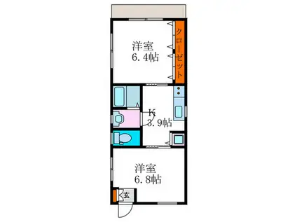 グリーンベルコート(2K/1階)の間取り写真