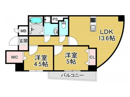 COCO MARINI(2LDK/7階)の間取り写真