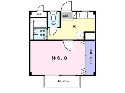 ウイングポ-ト(1K/1階)の間取り写真