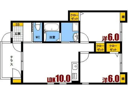 シャルム西浜(2LDK/1階)の間取り写真