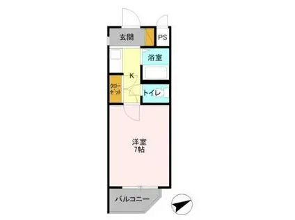 スカイハイツ諏訪(1K/1階)の間取り写真