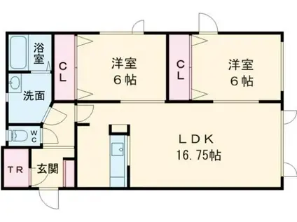 シルフィード木場町(2LDK/1階)の間取り写真