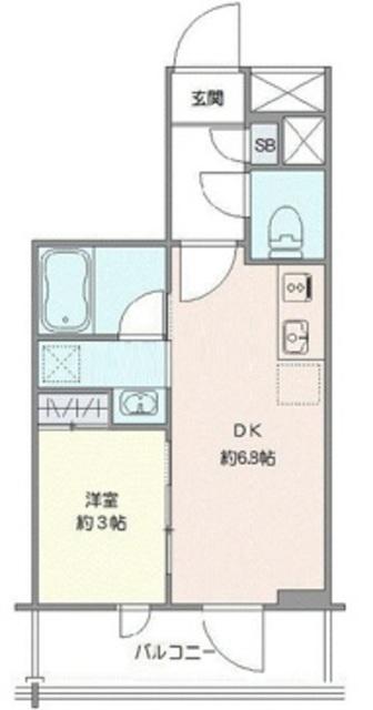 プライムブリス品川旗の台(1DK/2階)の間取り写真