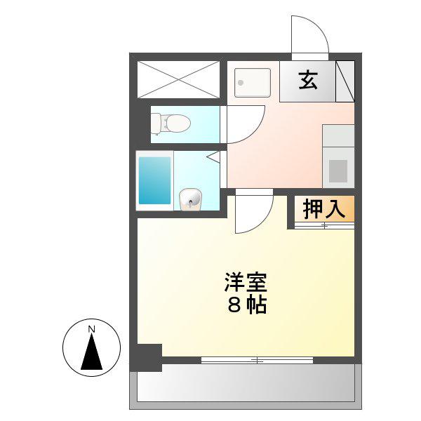 ヒルズ千種(1K/2階)の間取り写真