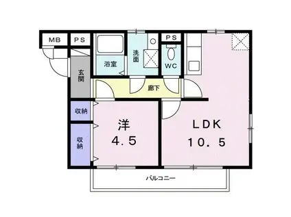 アーバンハイム(1LDK/2階)の間取り写真