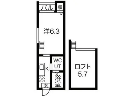 VILLA志賀本通(1K/1階)の間取り写真