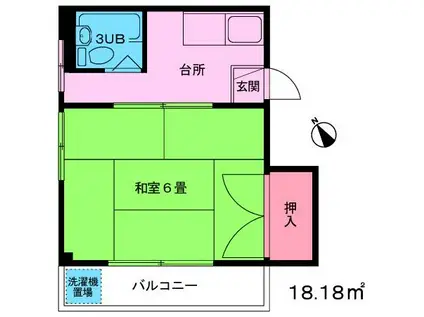黒須ビル(1K/2階)の間取り写真