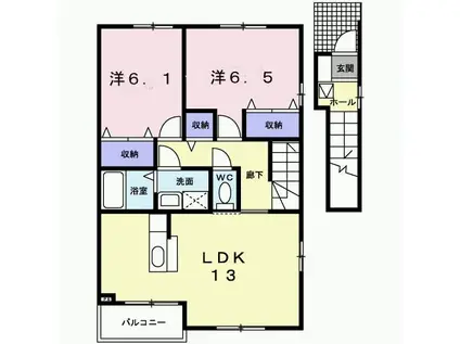 イーグルヒルズD(2LDK/2階)の間取り写真