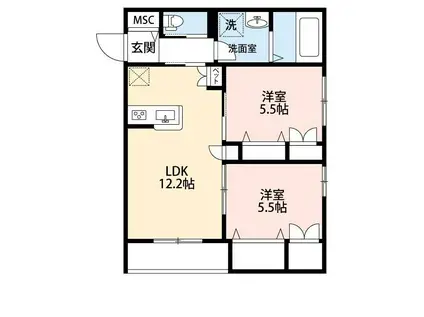 メゾン・ド・ロンジュ(2LDK/2階)の間取り写真