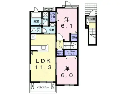 Y PLACE IV棟(2LDK/2階)の間取り写真