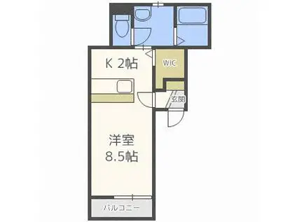 ベルナティオ南あいの里(1K/2階)の間取り写真