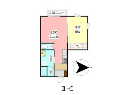 マリーダ(1LDK/2階)の間取り写真