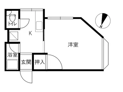 加賀ハイツマキ(1K/2階)の間取り写真