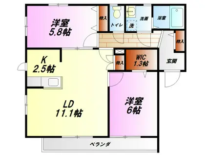 CASA VERDE(2LDK/2階)の間取り写真
