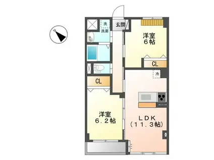 RIEMO SIESTA(2LDK/1階)の間取り写真