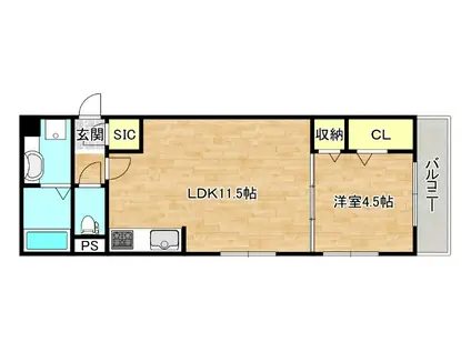 アビタシオン加美北(1LDK/2階)の間取り写真