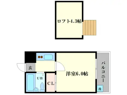 桜・リバーテラス(1K/2階)の間取り写真