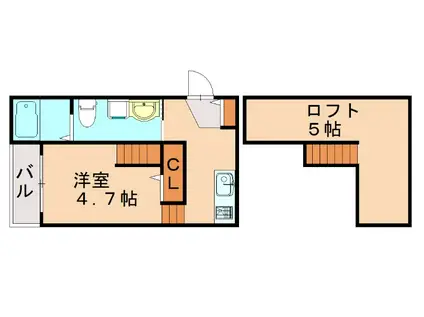 REVEUR箱崎(ワンルーム/1階)の間取り写真